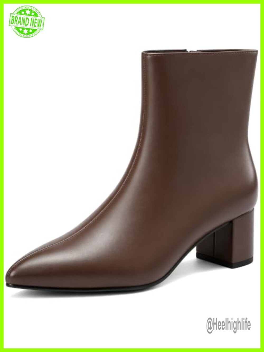 Wide Width Ankle Boots Pointed Toe 2 Inch Block Heel Faux Leather